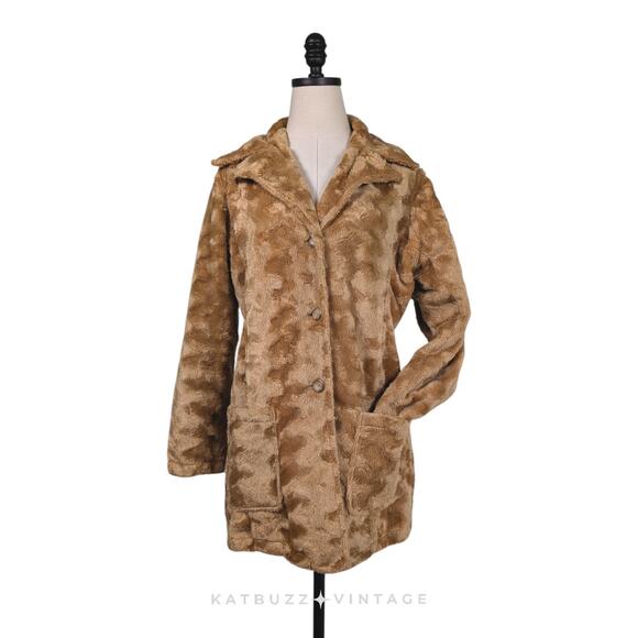 Charlotte Russe Jackets & Blazers - Charlotte Russe Faux Fur Coat Jacket L Tan Brown Vintage Y2K Retro Teddy Glam